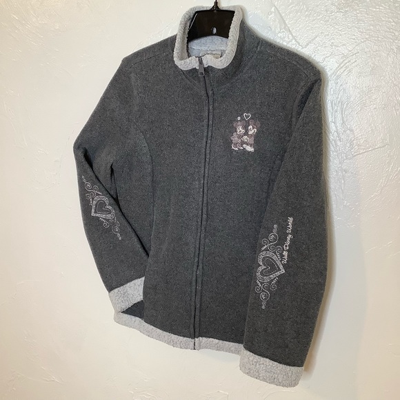 Disney zip up fleece Mickey Minnie sweater SZ M - Picture 2 of 14